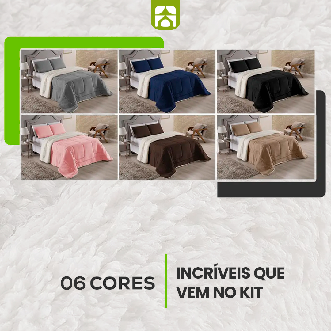 Kit com 6 Coberdrom – Dupla Face Pele de Carneiro & Lã Sherpa Ultra Macio - Inverno 2025