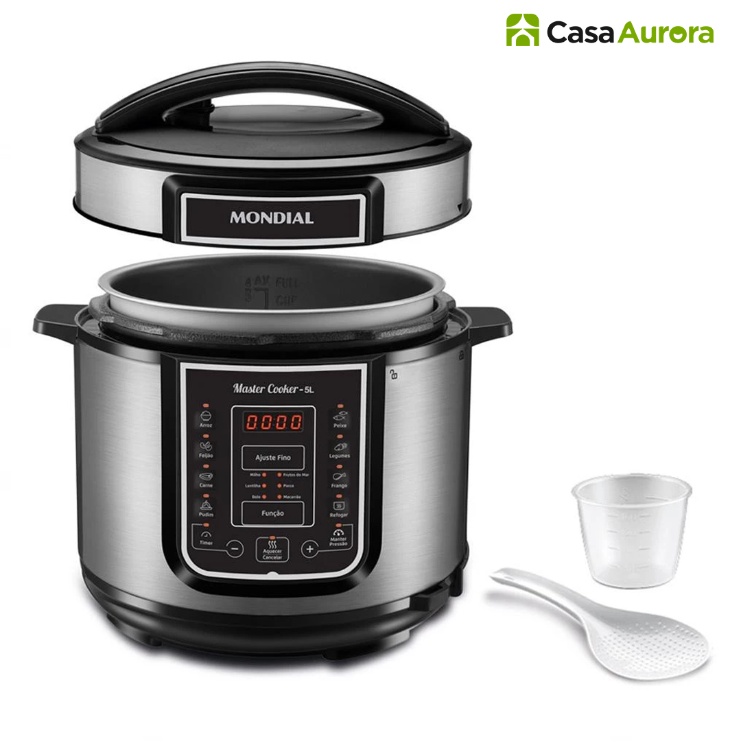 Kit Panela de Pressão Elétrica + 10 Utensílios + Livro de Receitas Prontas de BRINDE