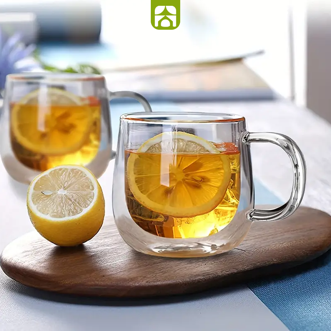 Combo Chaleira Elétrica Café & Chá - Turbo Inox + 4 Xícaras Vidro Duplo de Brinde