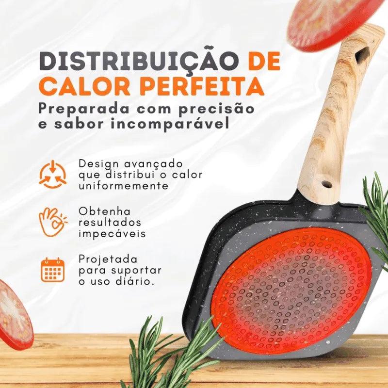 Frigideira 3 em 1 Antiaderente — Alta Resistência, Não Risca, Cozinha Sem Óleo e Fácil de Limpar Zeliv