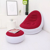 Conjunto Poltrona Inflável com Puff + Bomba de Ar Elétrica de Brinde