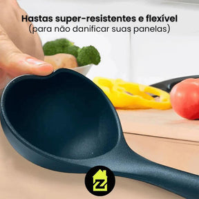 Kit Completo 12 Utensílios de Cozinha — Silicone Premium, Não Risca Panelas e Resiste a Altas Temperaturas