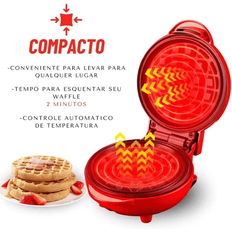 Máquina de Waffle Elétrica Antiaderente — Prática, Rápida e Waffles Perfeitos em Minutos