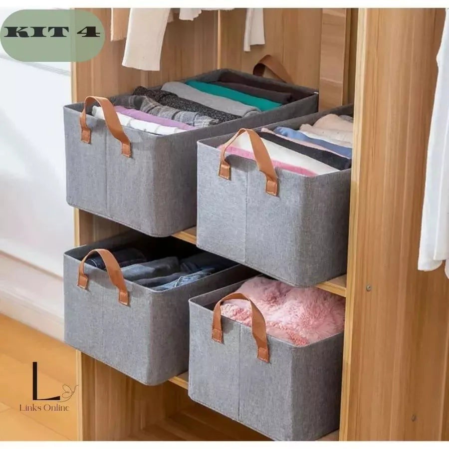 Kit com 4 Caixas Organizador de Roupas Dobrável Multifuncional